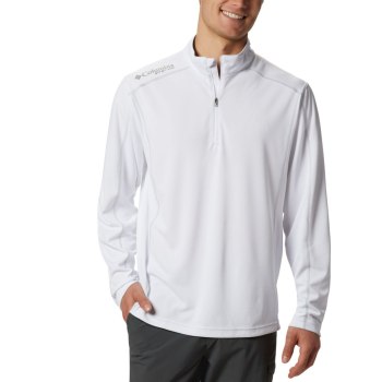 Columbia PFG Low Drag 1/4 Zip Top, Sudaderas Blancos Para Hombre | 753169-JRZ